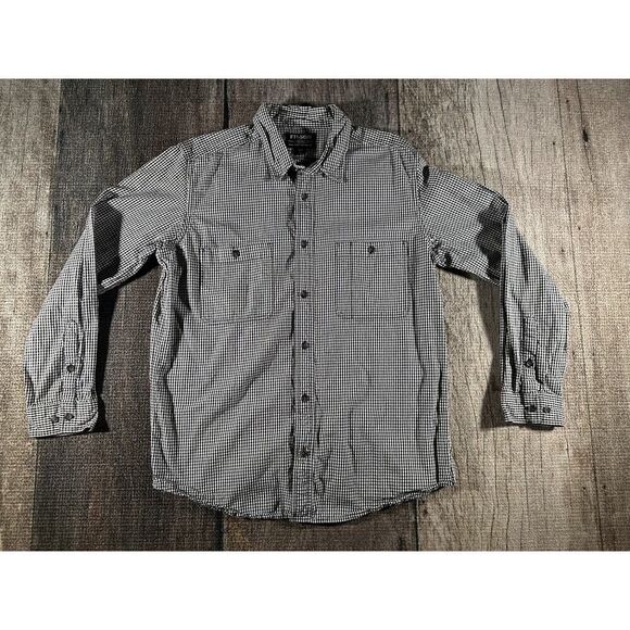 Filson Seattle Field Shirt Men's Large Black White Button Up Flannel Cotton - Picture 1 of 8